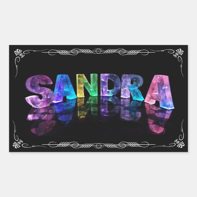 Pegatina Rectangular Sandra - El nombre Sandra en luces 3D (Fotografía) (Anverso)