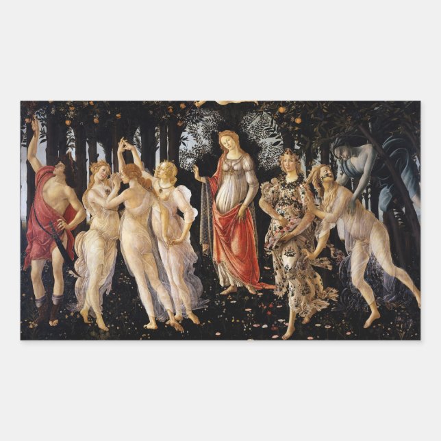 Pegatina Rectangular Sandro Botticelli - La Primavera (Anverso)