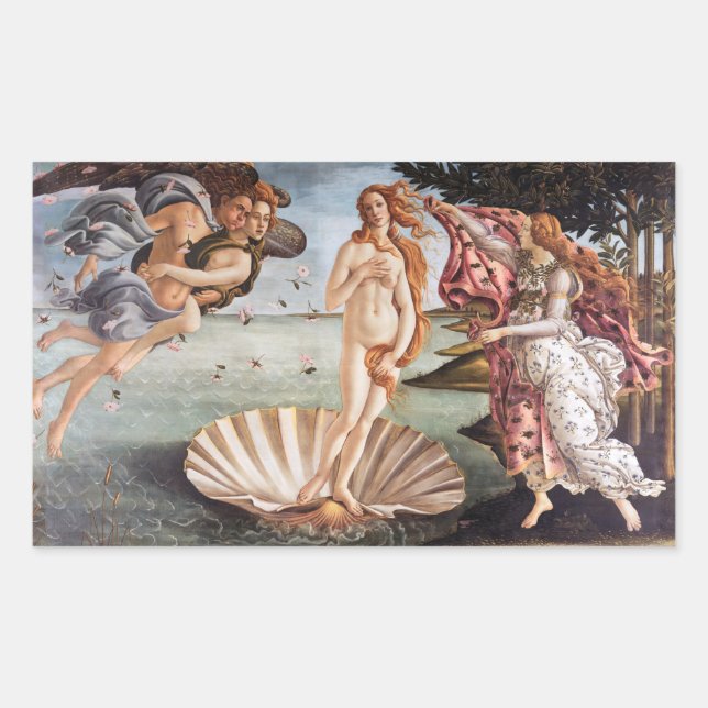 Pegatina Rectangular Sandro Botticelli - Nacimiento de Venus (Anverso)