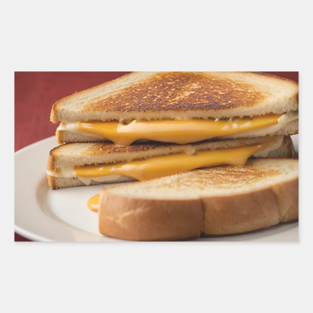 Pegatina Rectangular Sándwich de queso a la parrilla (Anverso)