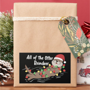 Pegatina Rectangular Santa Animal Navidad Todos Los Animales Reno Nutri