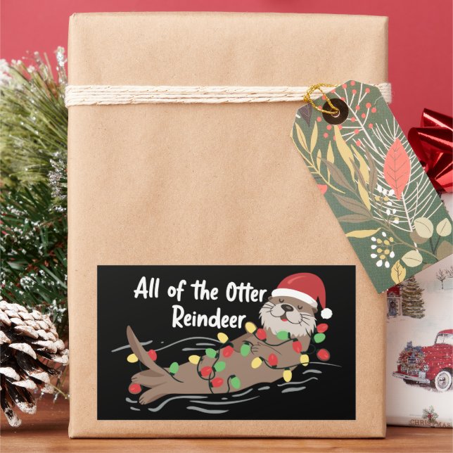 Pegatina Rectangular Santa Animal Navidad Todos Los Animales Reno Nutri (Vacaciones)