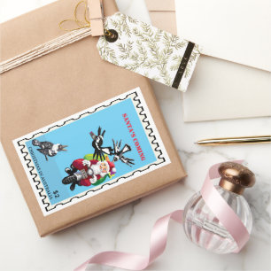 Pegatina Rectangular Santa cartero Navidad australiana