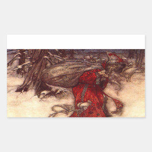 Pegatina Rectangular Santa Claus Arthur Rackham
