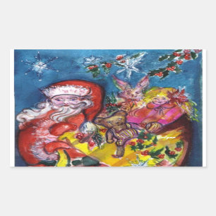 PEGATINA RECTANGULAR SANTA CLAUS CON REGALOS