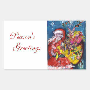 PEGATINA RECTANGULAR SANTA CLAUS CON REGALOS