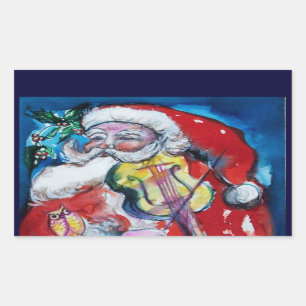 PEGATINA RECTANGULAR SANTA CLAUS CON VIOLIN