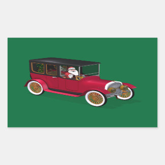 Pegatina Rectangular Santa Claus En Hot Rod