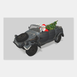 Pegatina Rectangular Santa Claus En Kuebelwagen