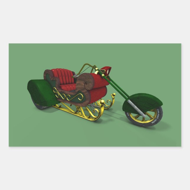 Pegatina Rectangular Santa Claus Motor Trike (Anverso)