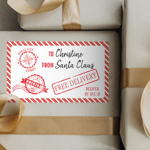 Pegatina Rectangular Santa Claus Regalo Polo Norte Entrega de Navidad