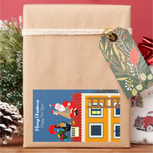 Pegatina Rectangular Santa Claus se reúne con el gallo de Portugal