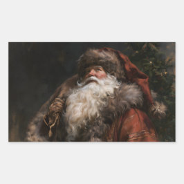 Pegatina Rectangular Santa Claus tradicional