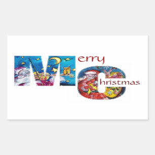 PEGATINA RECTANGULAR SANTA INSPIRADA CON NAVIDADES GIFES MONOGRAM