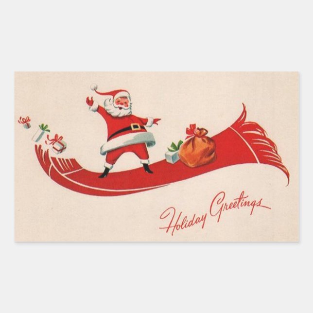 Pegatina Rectangular Santa Navidad retro vintage (Anverso)