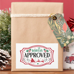 Pegatina Rectangular Santa navideño festivo aprobado
