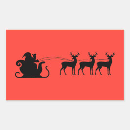 Pegatina Rectangular Santa sleigh reindeer