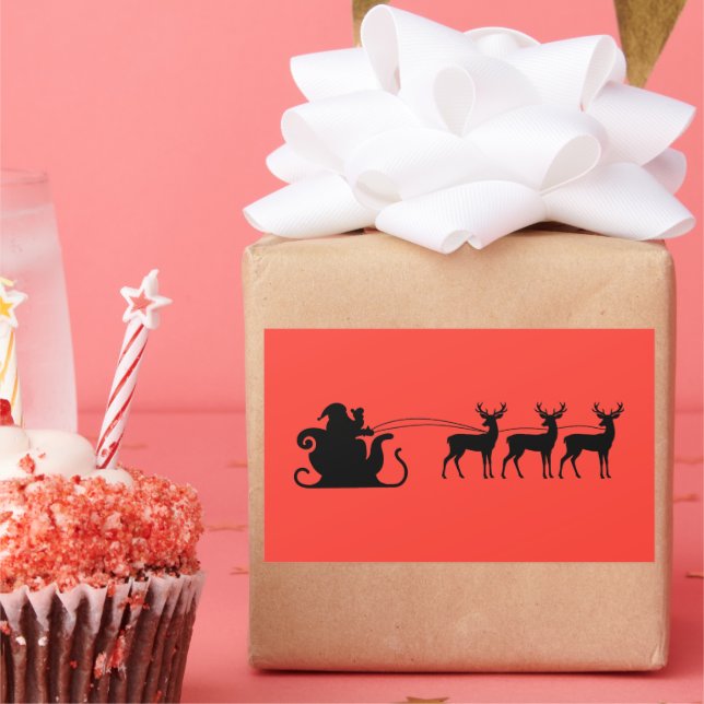 Pegatina Rectangular Santa sleigh reindeer (Fiesta)
