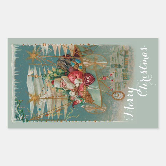 Pegatina Rectangular Santa y sus sorprendentes Pegatinas de las máquina (Anverso)