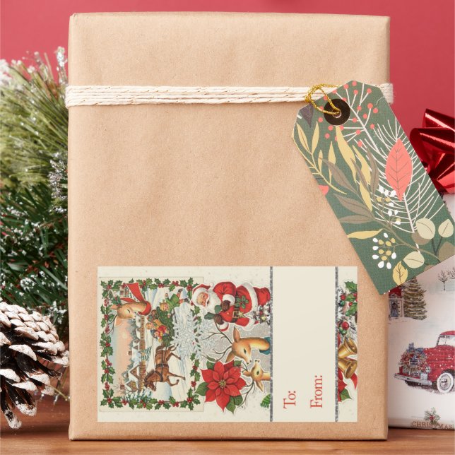 Pegatina Rectangular Santa's Sleigh Ride: Classic Holiday (Vacaciones)