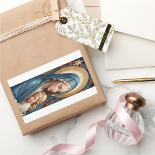 Pegatina Rectangular Santísima Virgen María Tradicional Católica