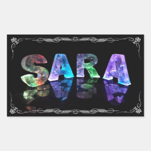 Pegatina Rectangular Sara - El nombre Sara en luces 3D (Fotografía)