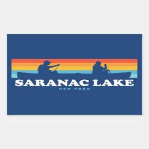 Pegatina Rectangular Saranac Lake New York Canoe