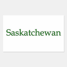 Pegatina Rectangular Saskatchewan Canadá (logotipo de texto)