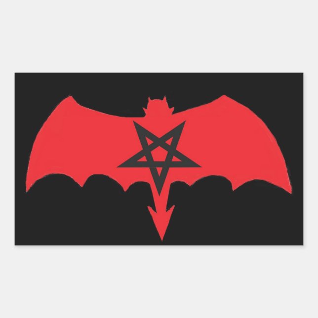Pegatina Rectangular SATAN Pentagram (Anverso)