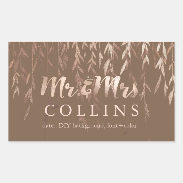 Pegatina Rectangular Sauce de PixDezines/falso fondo del rosa Gold/DIY (Anverso)