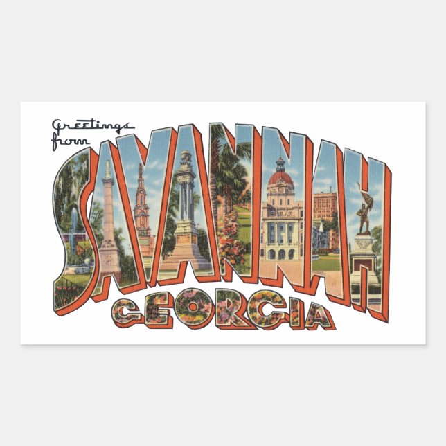 Pegatina Rectangular Savannah GA (Anverso)