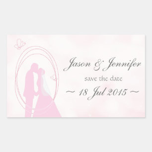 Pegatina Rectangular "Save the Date" Romántico Boda Pareja