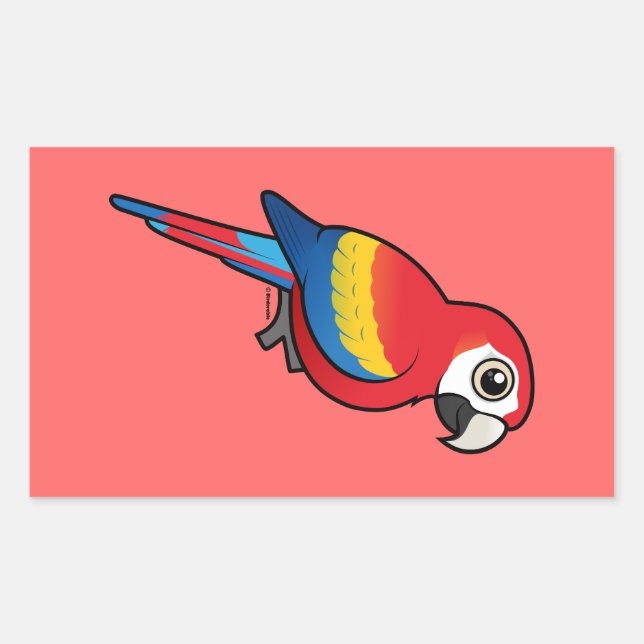 Pegatina Rectangular Scarlet Macaw (Anverso)