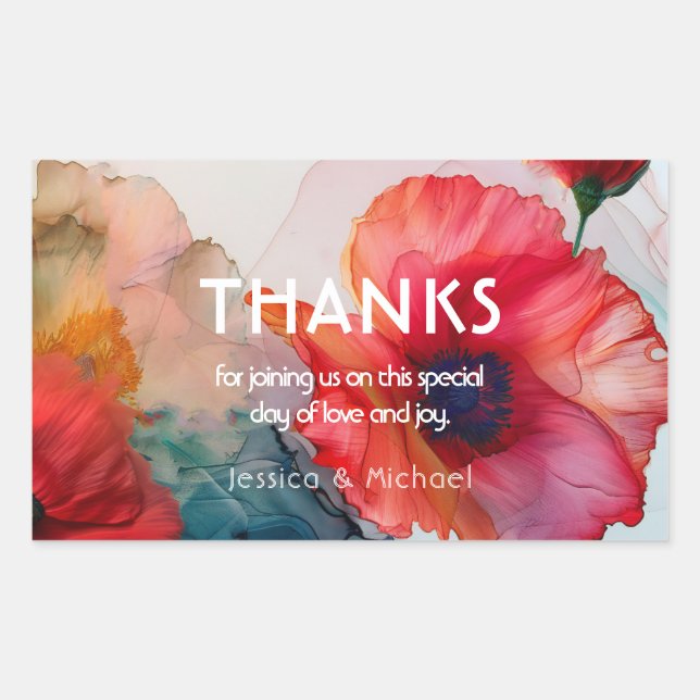 Pegatina Rectangular Scarlet Petal Elegance (Anverso)