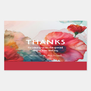 Pegatina Rectangular Scarlet Petal Elegance