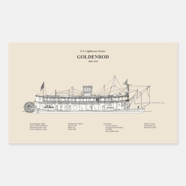 Pegatina Rectangular SCG Lighthouse Tender Goldenrod - SBD (Anverso)