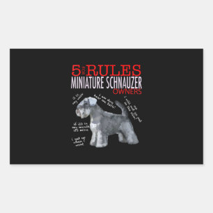 Pegatina Rectangular Schnauzer 5 Normas Para Los Propietarios De Schnau