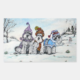 Pegatina Rectangular Schnauzers en invierno