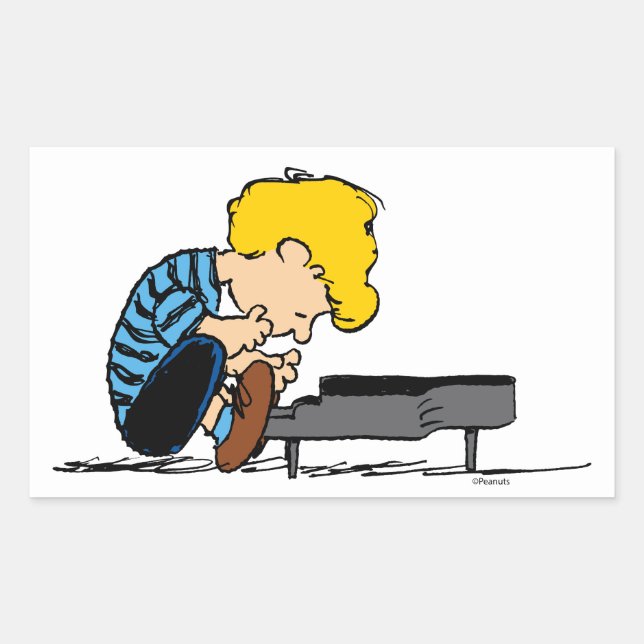 Pegatina Rectangular Schroeder Charlie Brown Music (Anverso)