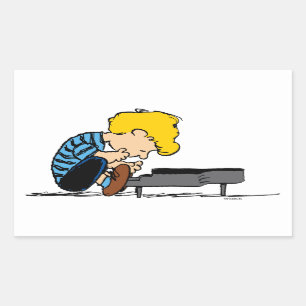 Pegatina Rectangular Schroeder Charlie Brown Music