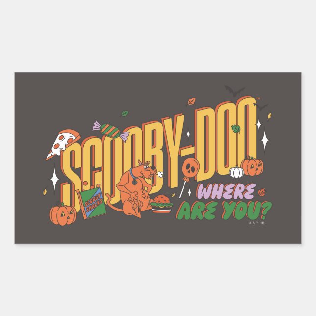 Pegatina Rectangular Scooby-Doo Halloween Snack Logo (Anverso)