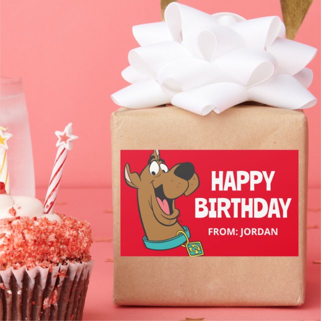 Pegatina Rectangular Scooby-Doo Happy Face | Cumpleaños feliz (Fiesta)