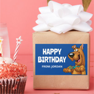 Pegatina Rectangular Scooby-Doo se levanta   Cumpleaños feliz
