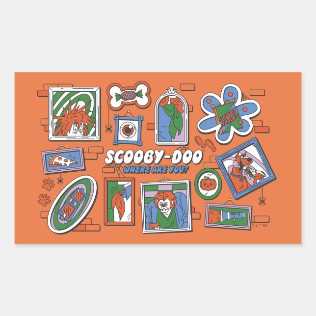 Pegatina Rectangular Scooby-Doo Wall of Halloween Picture Frames (Anverso)