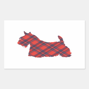 Pegatina Rectangular Scottish Terrier Tartan Silhouette
