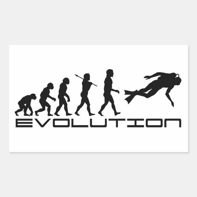 Pegatina Rectangular Scuba Diver Buceo Agua Deportes Evolución Arte (Anverso)