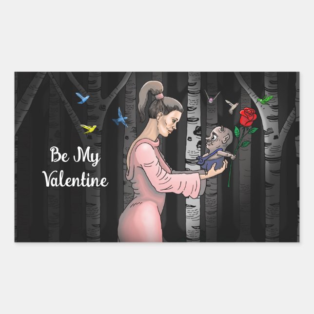 Pegatina Rectangular Sé Mi Princesa de San Valentín (Anverso)