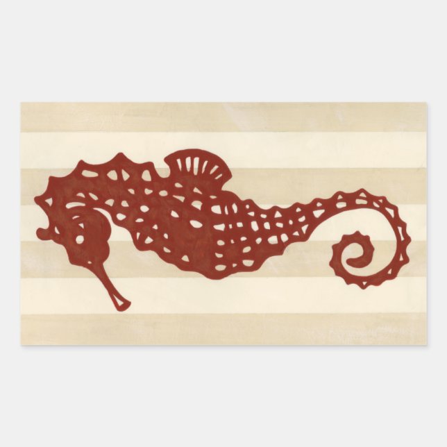 Pegatina Rectangular Seahorse Silhouette (Anverso)