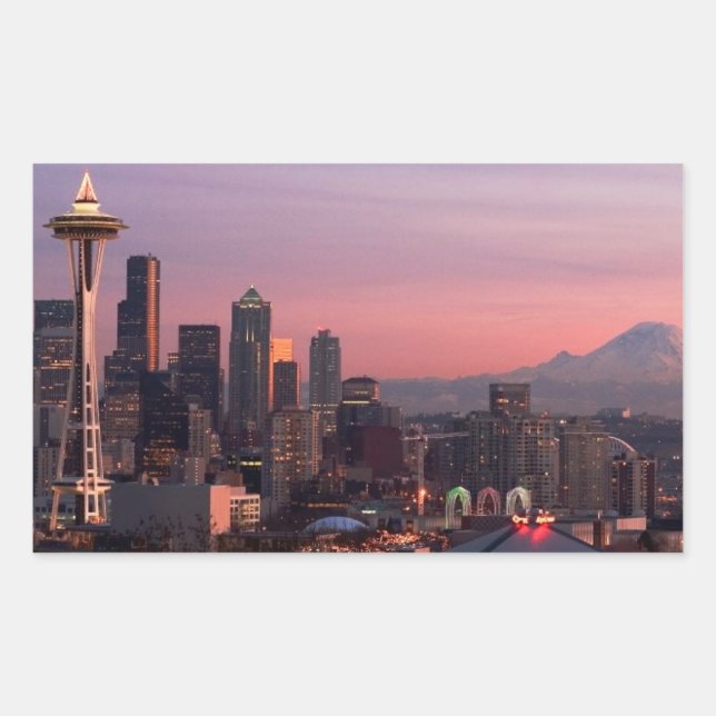 Pegatina Rectangular Seattle del Parque Kerry. (Anverso)