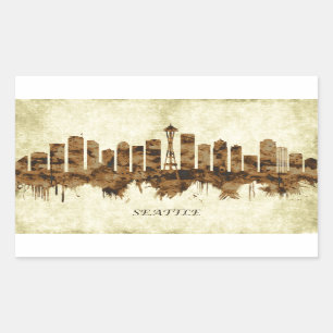 Pegatina Rectangular Seattle Washington Cityscape